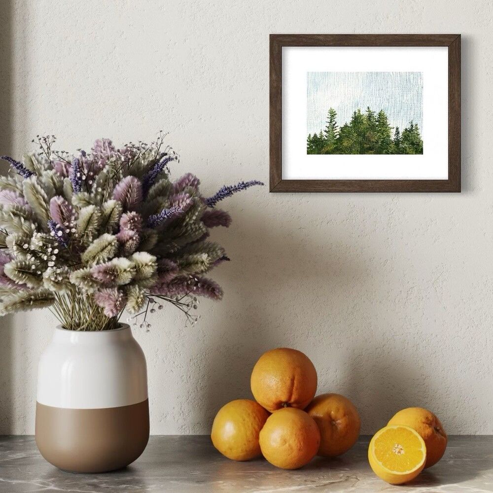 8x10 Original Oil Painting Forest Pine Trees Landscape Minimalist Nature Signed - Picture 4 of 8